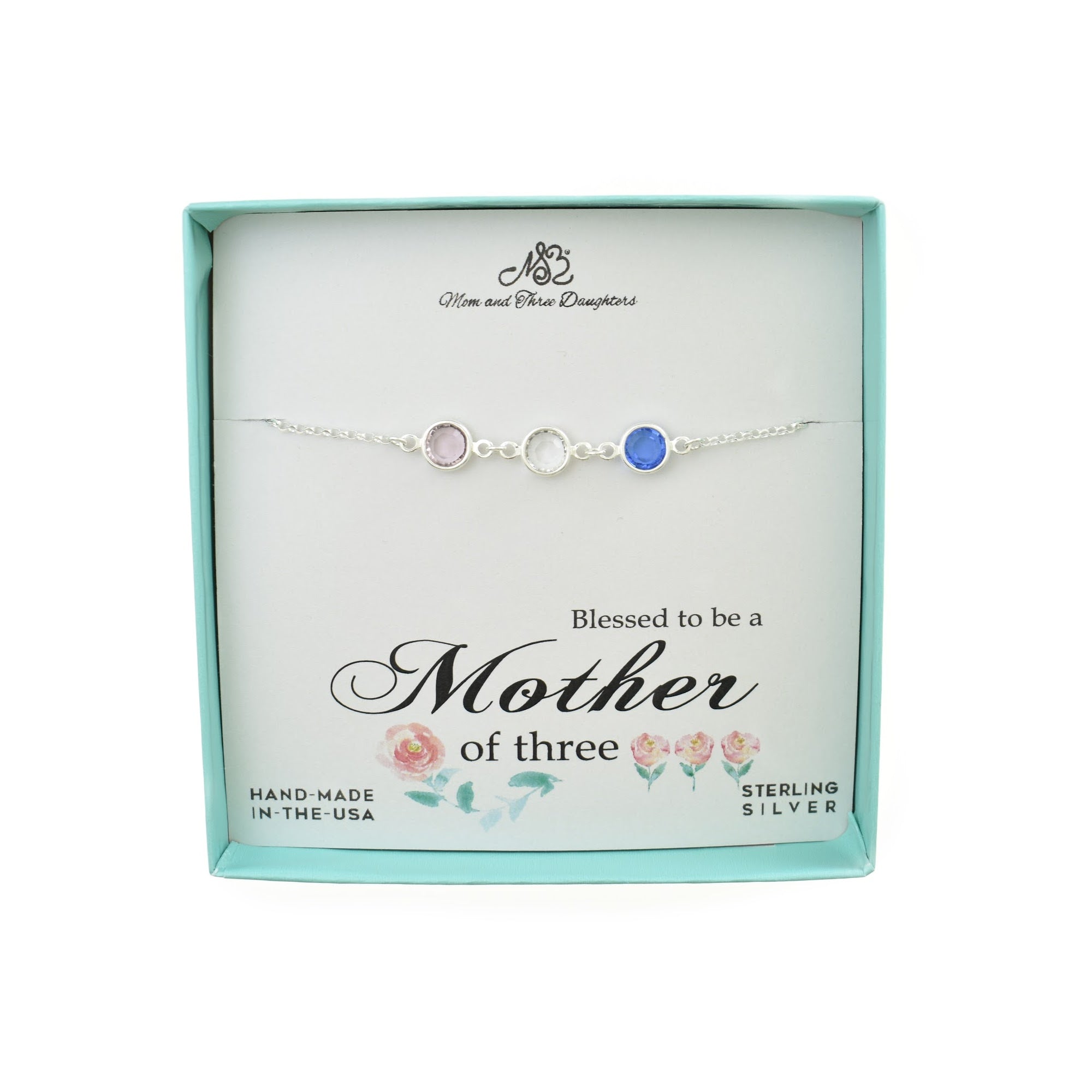 Personalized Crystal Birthstone Bracelet for Mother. Gift to Mom.