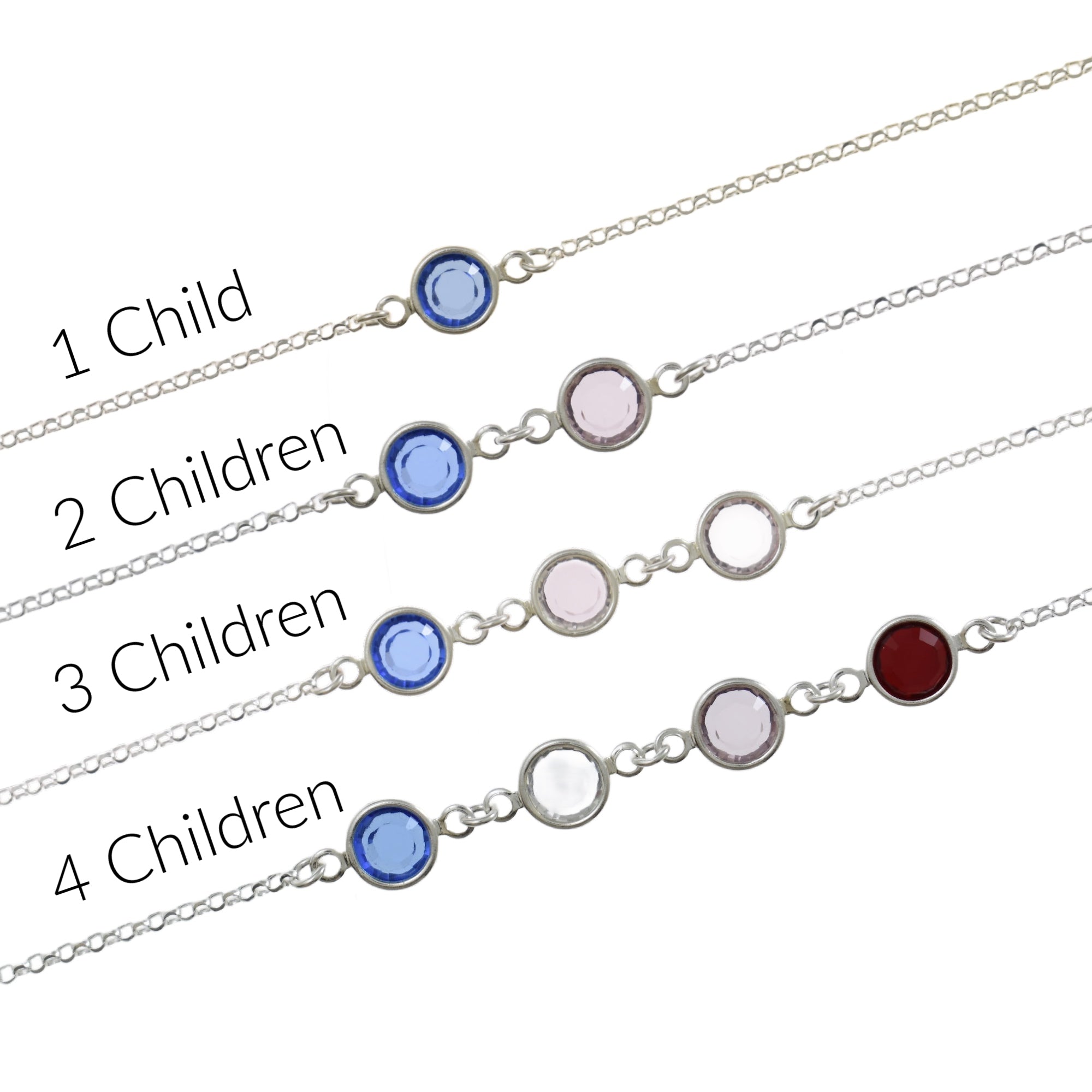 Personalized Crystal Birthstone Bracelet for Mother. Gift to Mom.