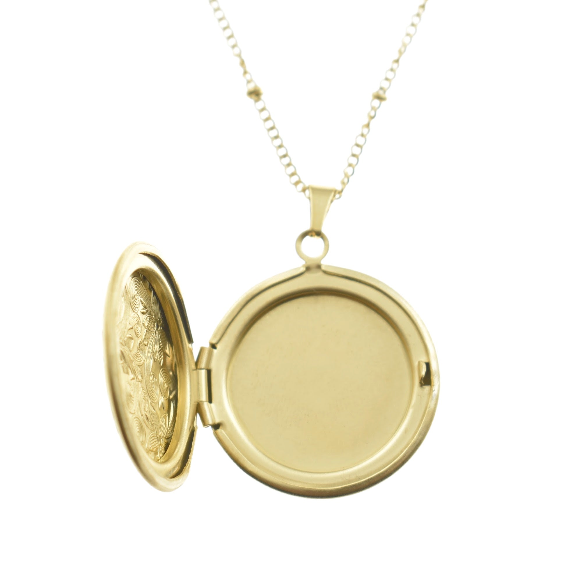 Floral Photo Locket Necklace in Stainless Steel. Personalized Locket. Engraved Personalized Locket.