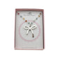 Antique Silver Plated Coquette Bow Necklace On A Multi Tourmaline Beaded Chain.