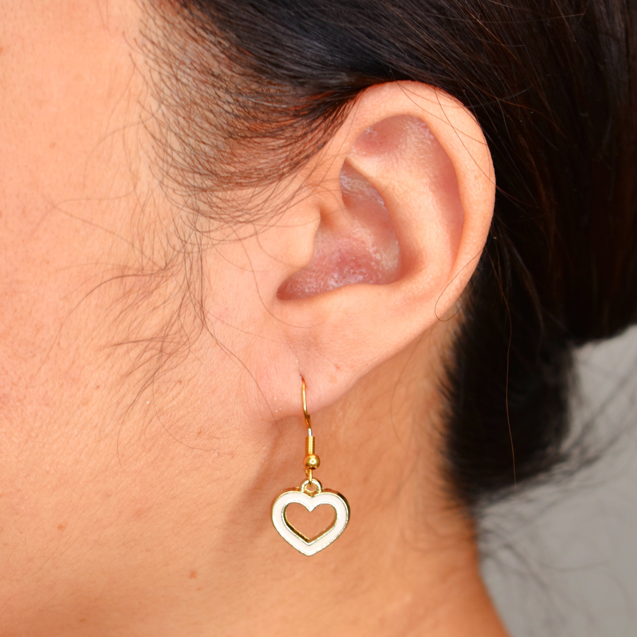 Enamel Love Heart Charm Earrings. Valentine's Day Gifts.