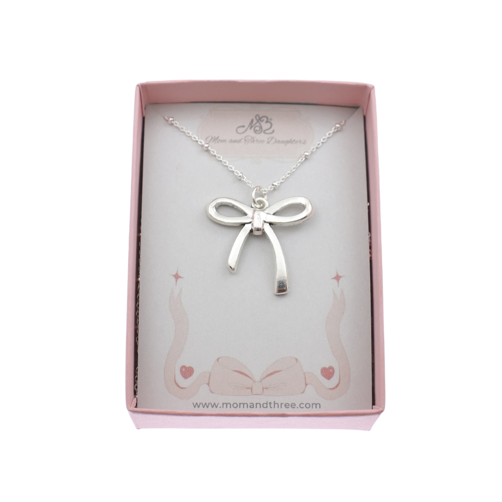 Antique Plated Coquette Bow Necklace On A Sterling Silver Saturn Chain. Bow Jewelry. Ribbon Jewelry. Coquette Jewelry.