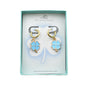 Blue or Pink Enamel Four Leaf Clovers suspended from Hoop Huggies. St. Patrick's Day Gifts. Lucky Gift. Clover Earrings. Shamrock Earrings.