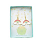 Rainbow Enamel Earrings on Gold Stainless Steel Wires. St. Patrick's Day Earrings.