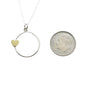 Mother's Day Necklace for Mother. Circle with Bronze Heart charm pendant in sterling silver on a cable chain.