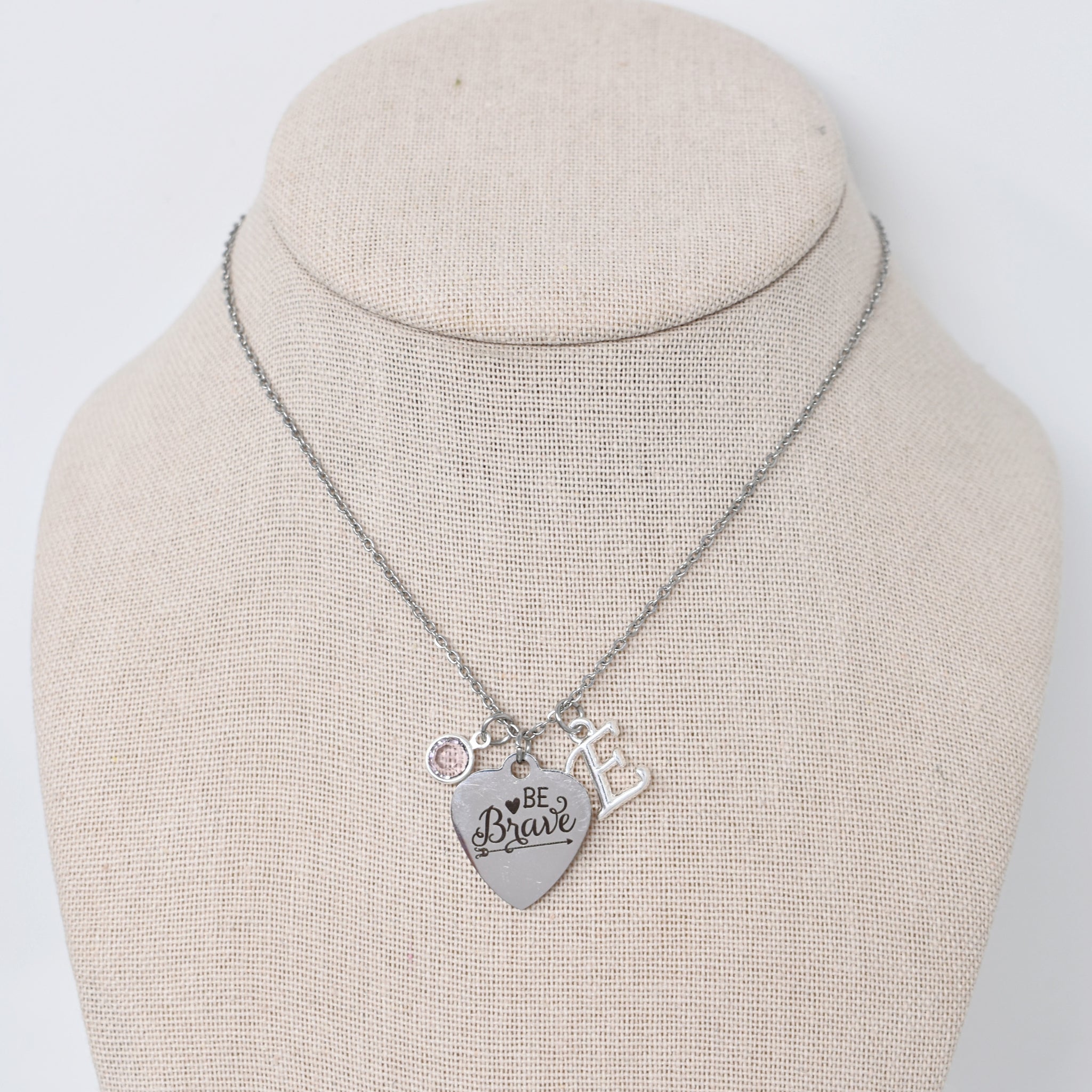Personalized Elementary School Graduation "Be Brave" Necklace in Stainless Steel.