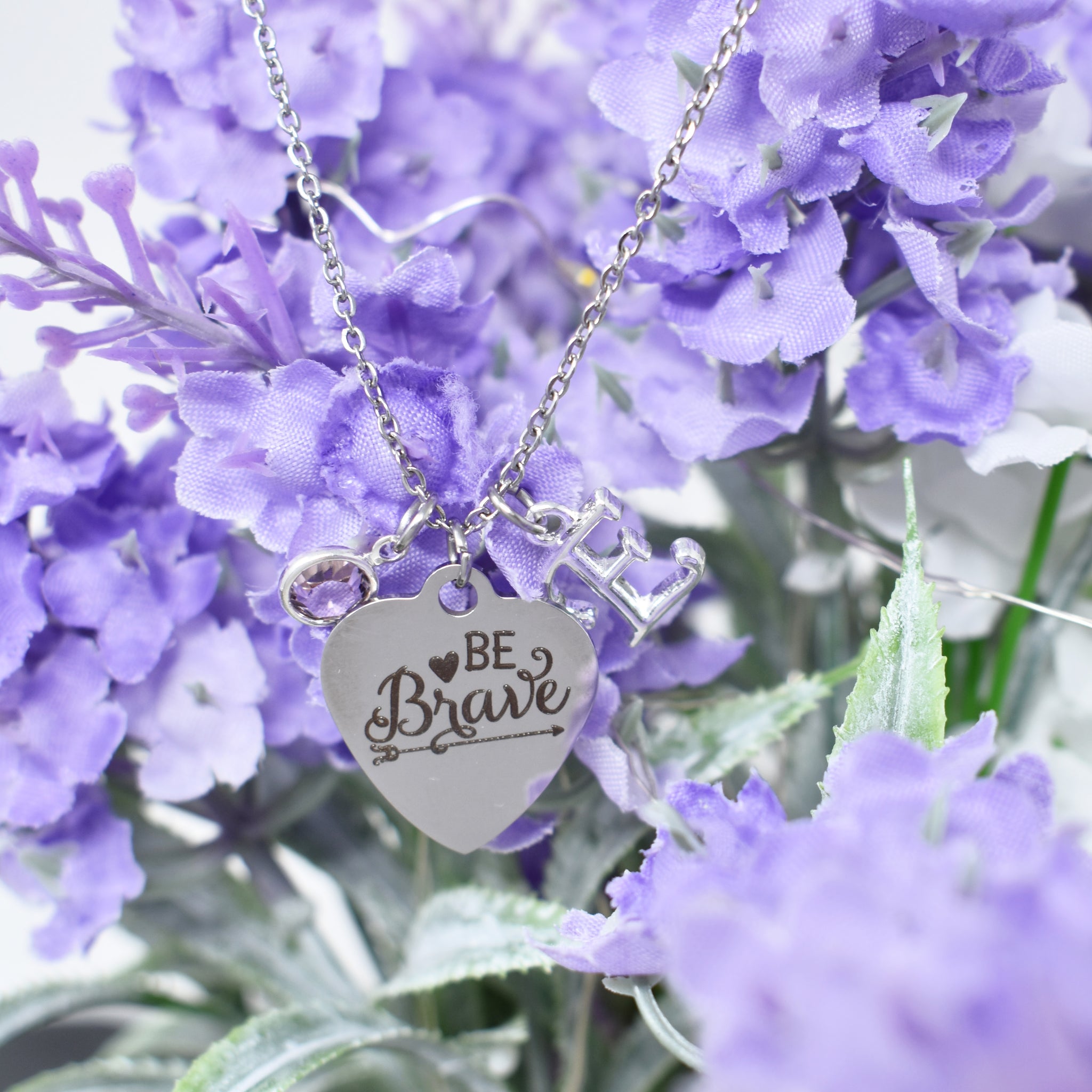Personalized Elementary School Graduation "Be Brave" Necklace in Stainless Steel.