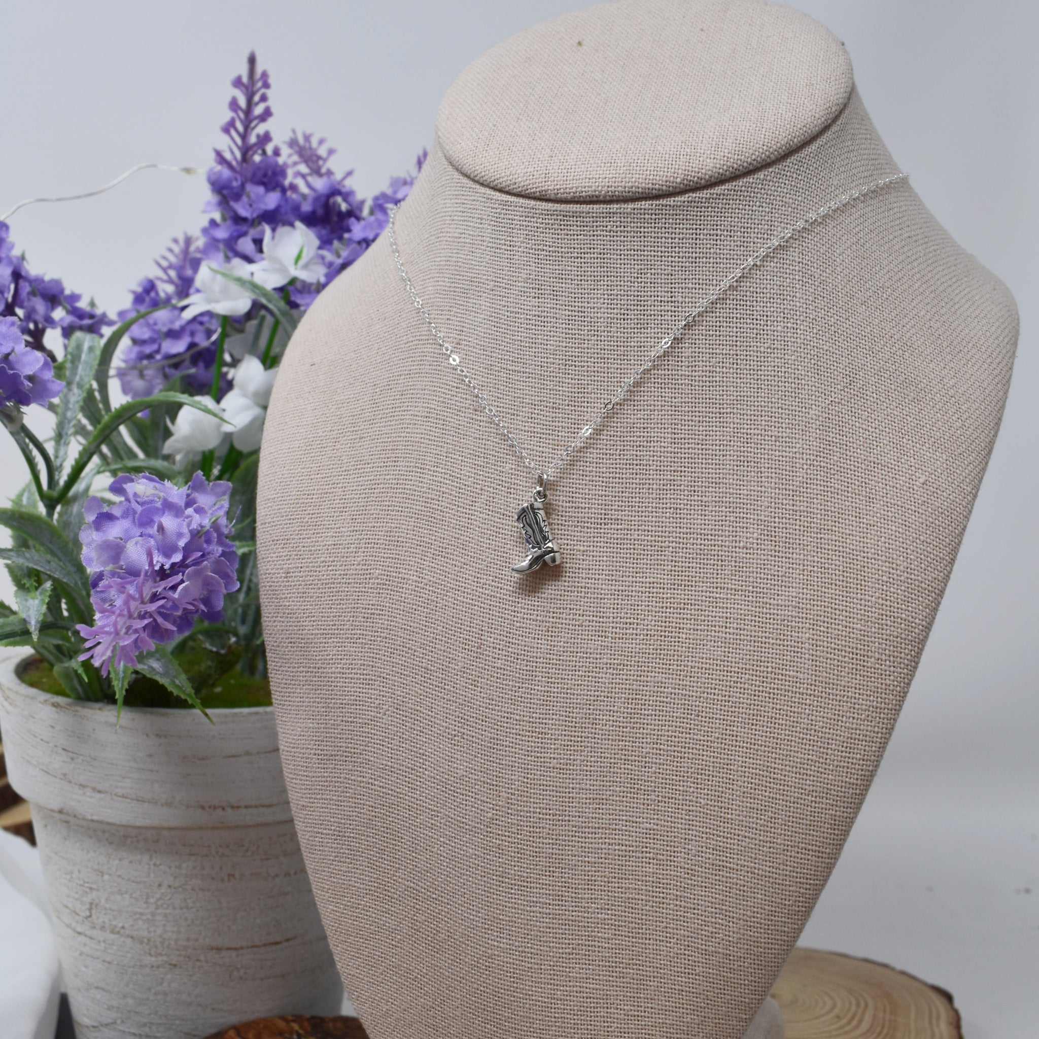 Cowboy Boot Necklace on a Sterling Silver Cable Chain. Western Jewelry. Cowgirl Boot Necklace.