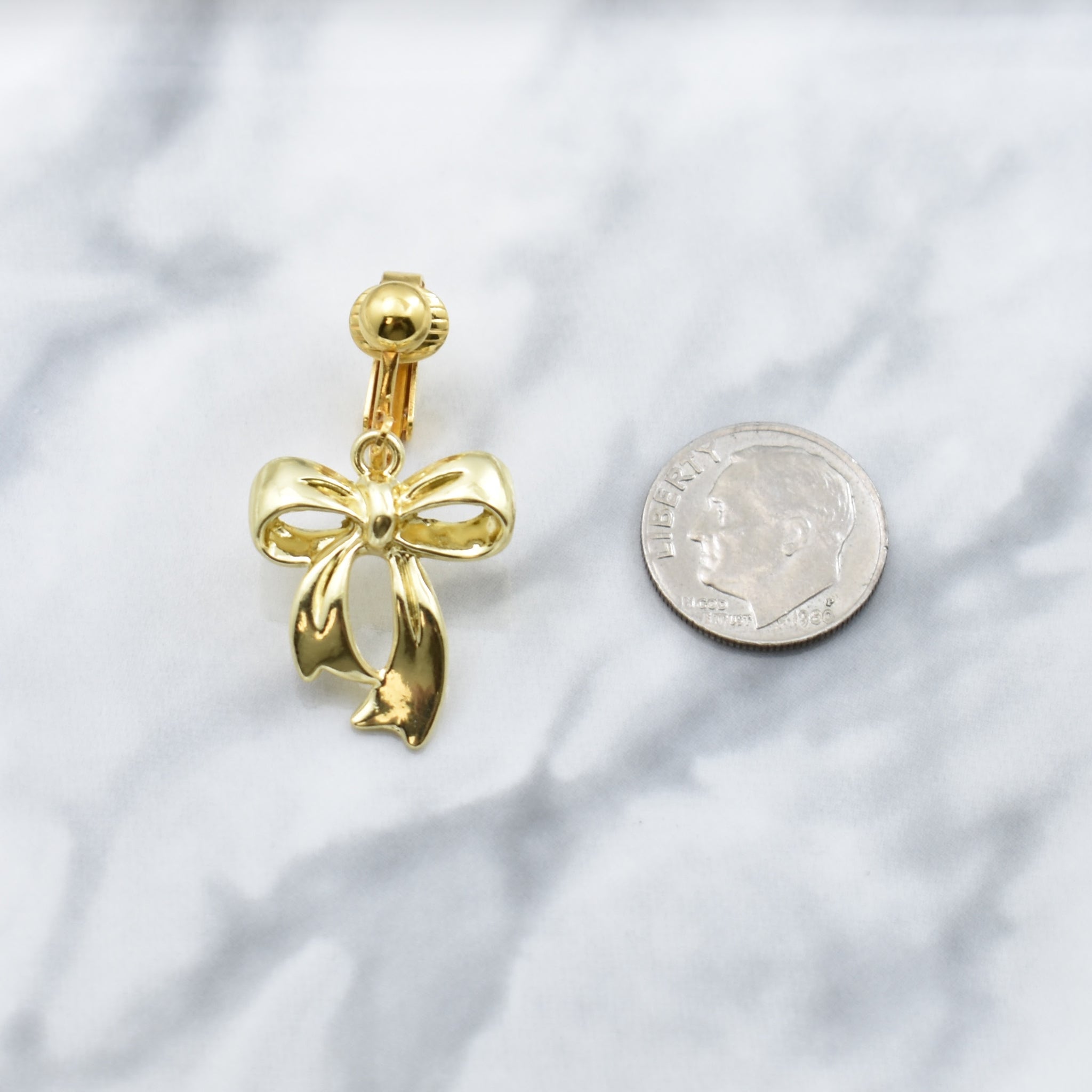 Gold Bow Clip On Earrings. Coquette Bow Jewelry.