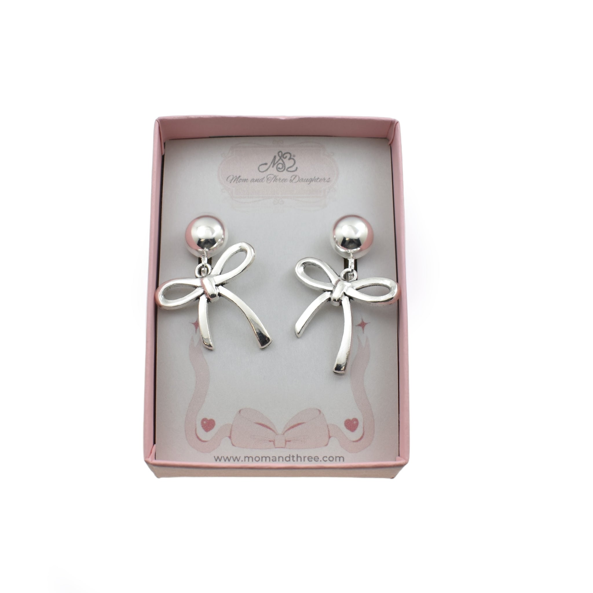 Silver Bow Clip On Earrings. Coquette Bow Jewelry.
