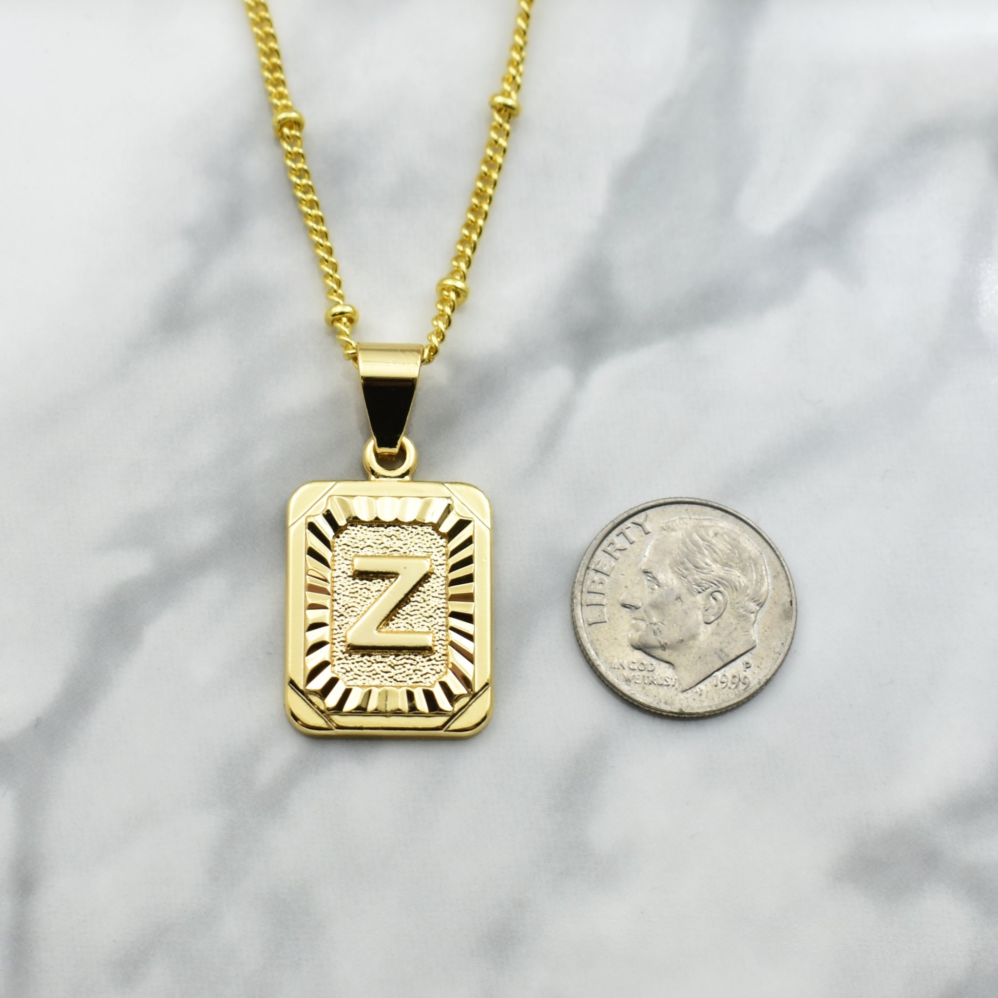Initial Necklace in Silver Plated Metal or Gold Plated Metal. Square Block Letter Necklace. Letter Necklace.