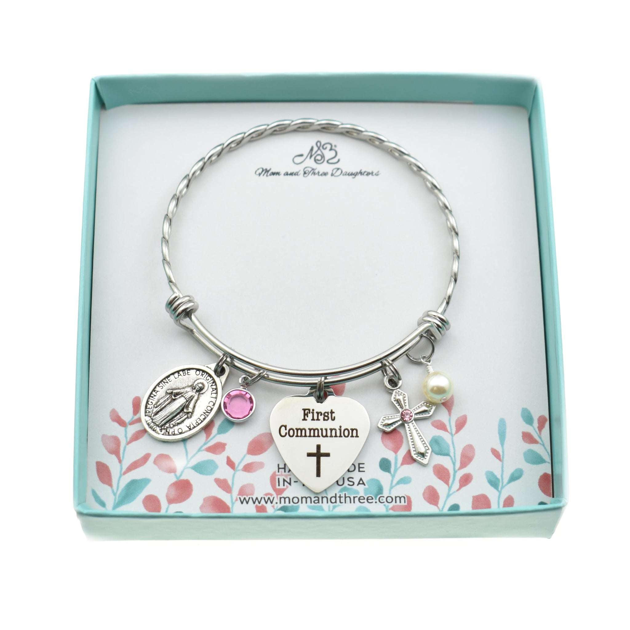 First Communion Bangle Bracelet in Stainless Steel