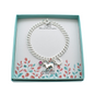 Horse Charm Bracelet in Sterling Silver and Accented by a Horseshoe and a Crystal Birthstone