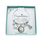 Kindergarten Graduation Bangle Bracelet Stainless Steel. Personalized with Crystal Birthstone
