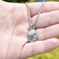 Swimmer Charm Necklace – Stainless Steel Oxidized Chain with Silver Toned Medal Pendant