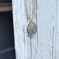 Swimmer Charm Necklace – Stainless Steel Oxidized Chain with Silver Toned Medal Pendant