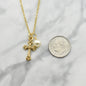 Little Girl's Gold Cross Necklace with Crystal Pearl. Baptism Jewelry. First Communion Gift.