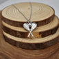 Lacrosse Necklace on a Stainless Steel Cable Chain. Lacrosse Stick and Ball Necklace. Mixed Metal Necklace.