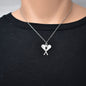 Lacrosse Necklace on a Stainless Steel Cable Chain. Lacrosse Stick and Ball Necklace. Mixed Metal Necklace.