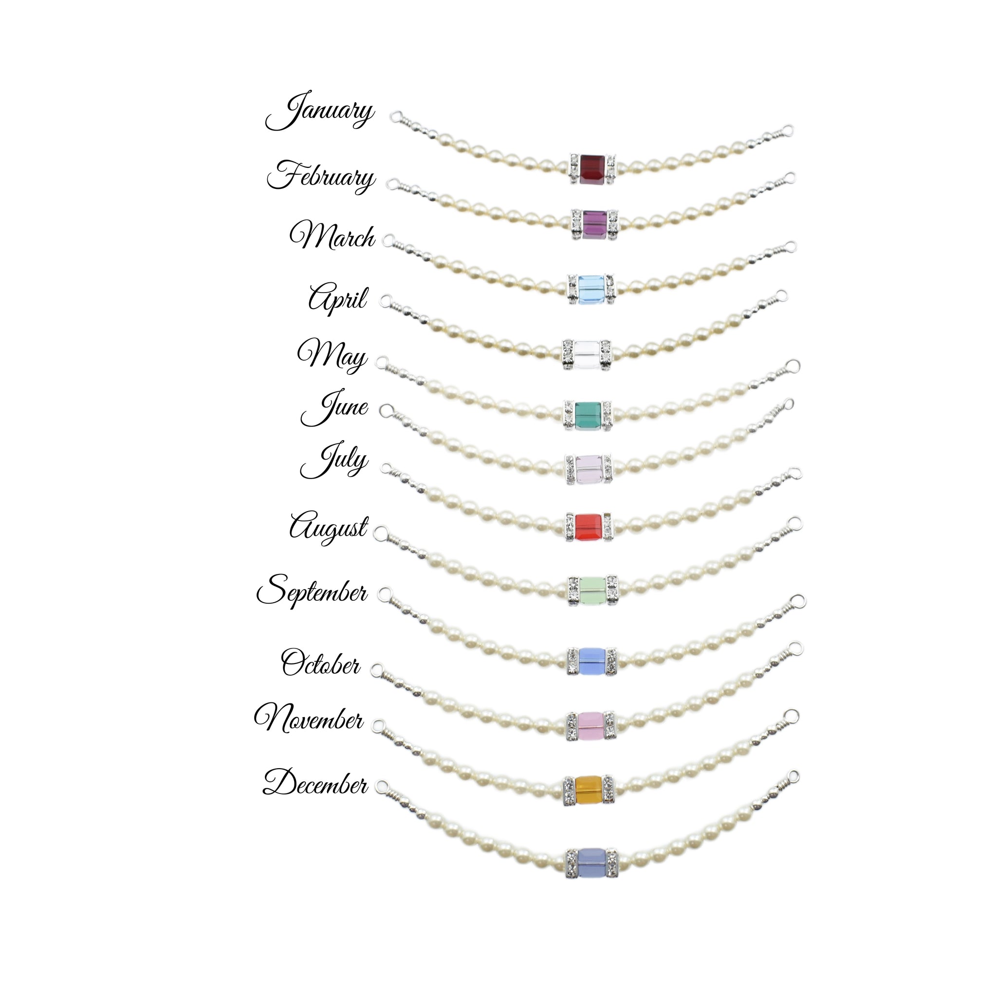 16th Birthday Crystal Pearl and Birthstone Necklace in Sterling Silver