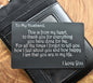 Wallet Card for Husband. Valentine's Day Gift for Him