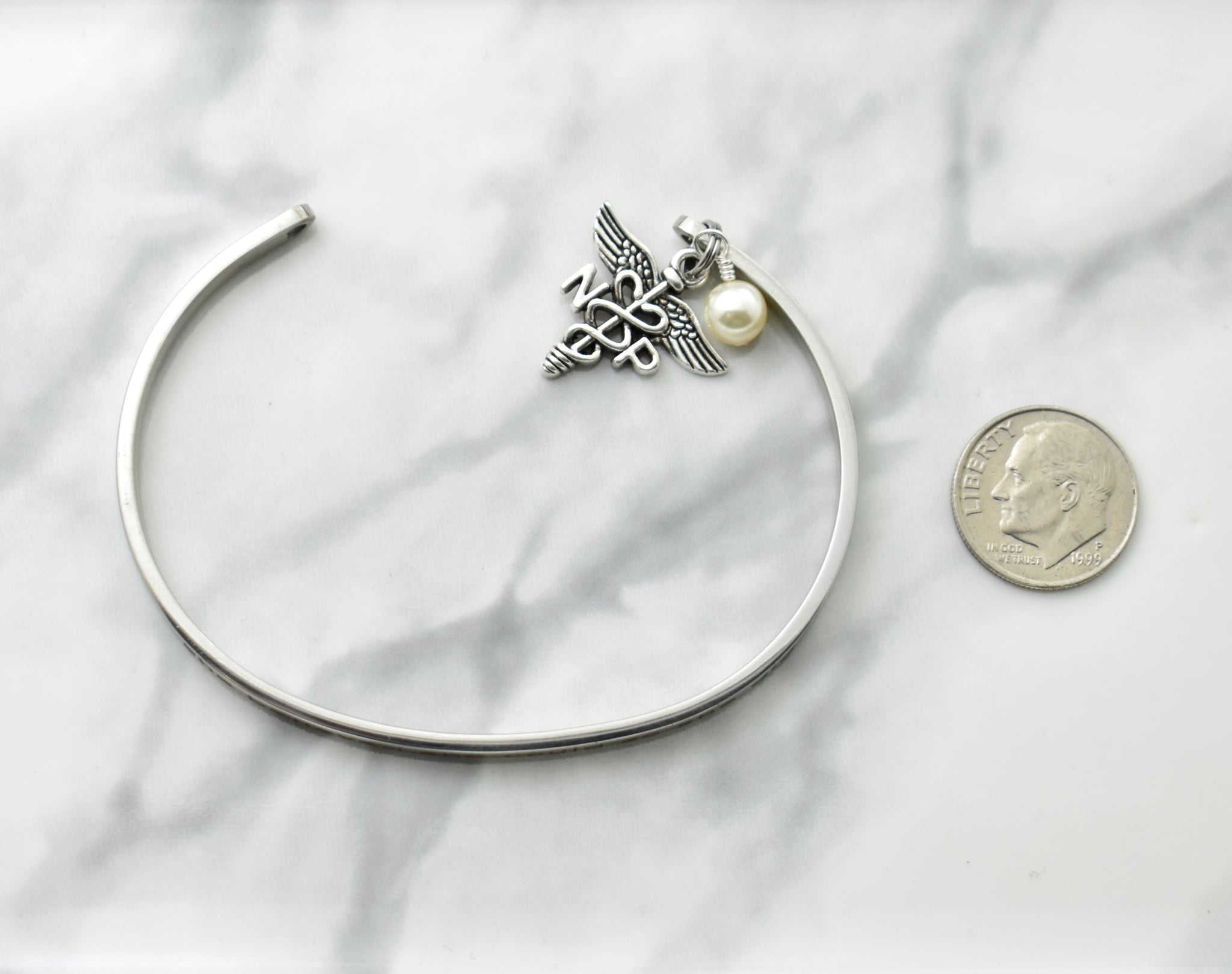 Nurse Practitioner Cuff Bracelet in Stainless Steel