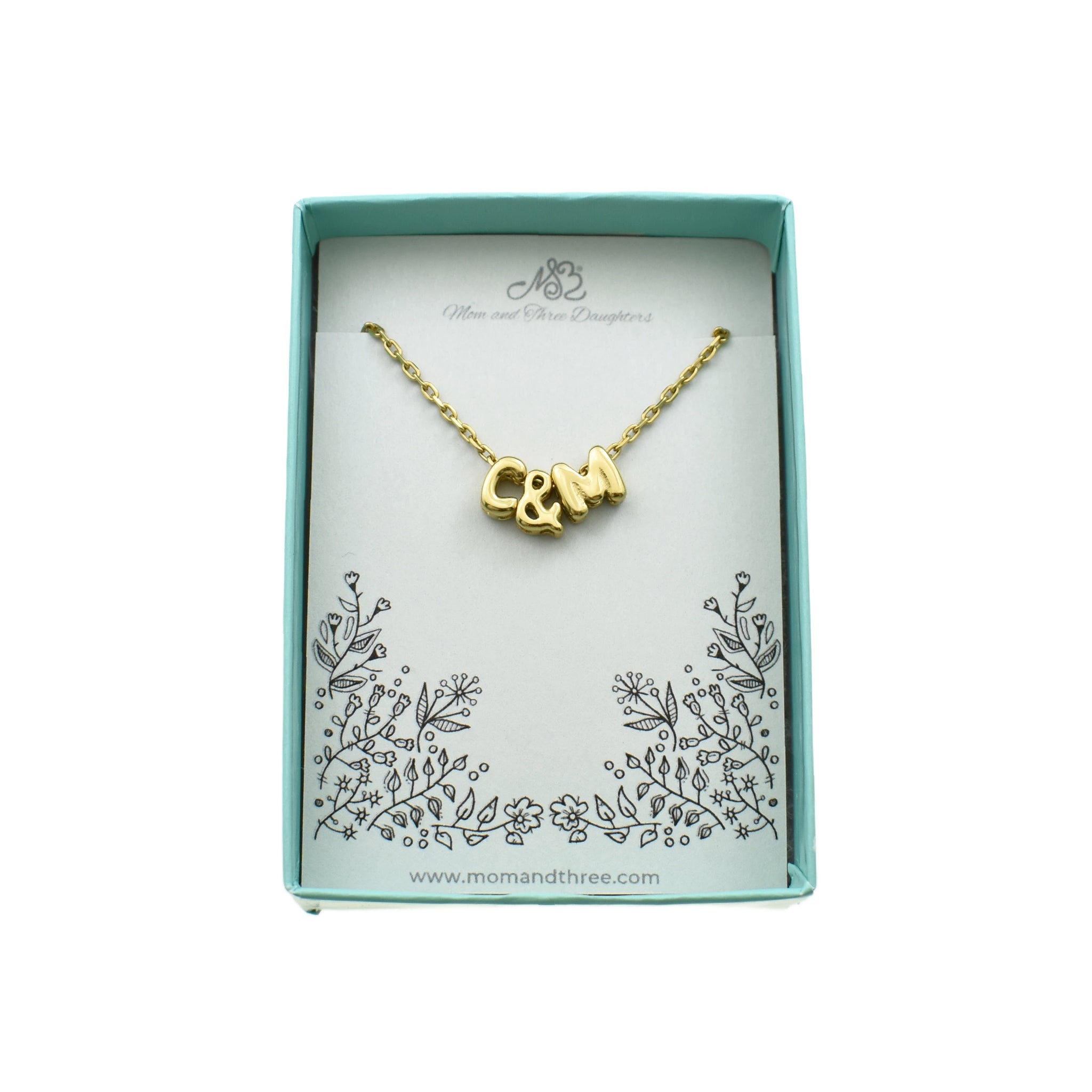 Bubble Letter Necklace In Gold or Silver on a Stainless Steel Cable Chain. Personalized Initial Necklace.