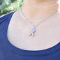 Breast Cancer Awareness Necklace. Personalized Initial and Crystal Pink Hope Ribbon.