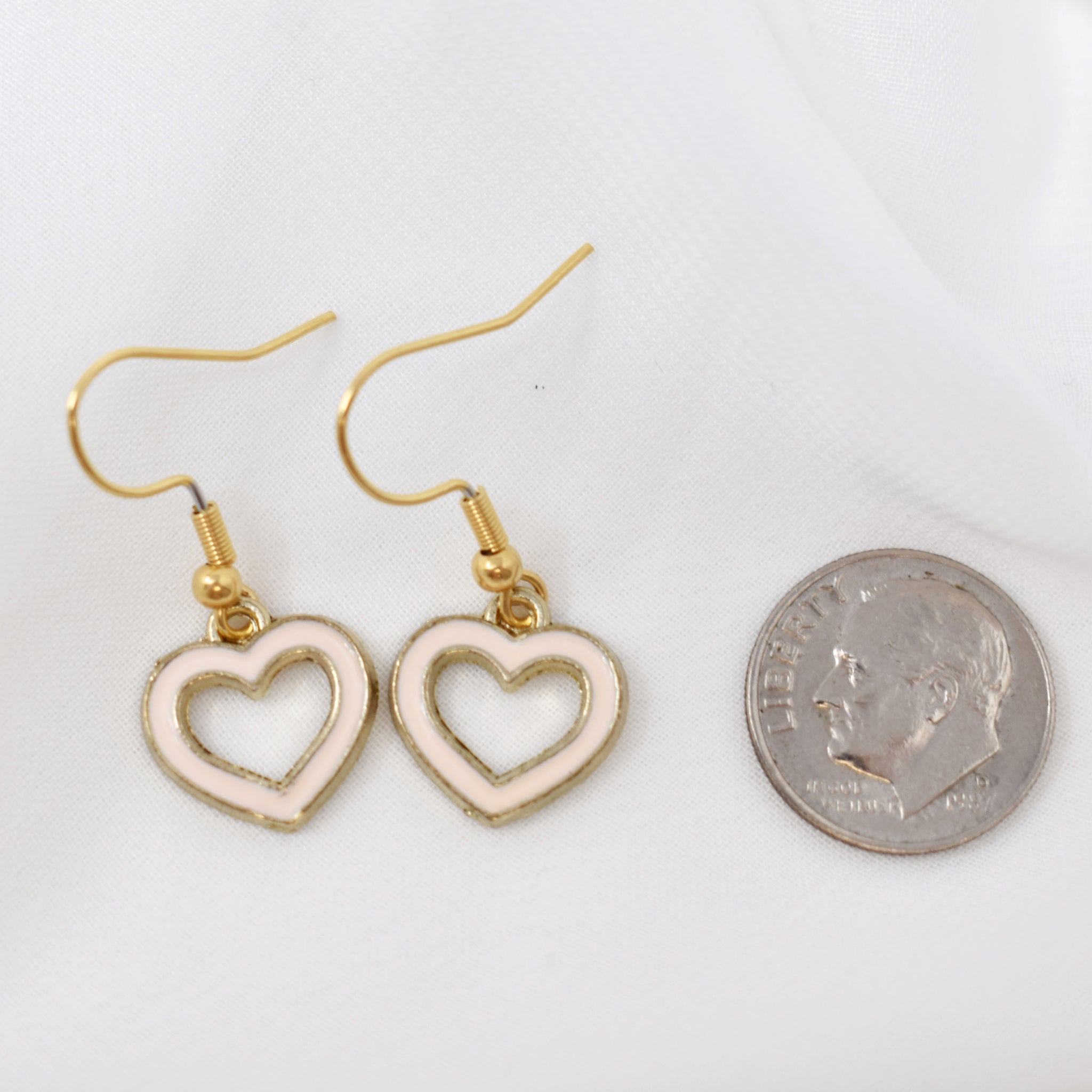 Enamel Love Heart Charm Earrings. Valentine's Day Gifts.