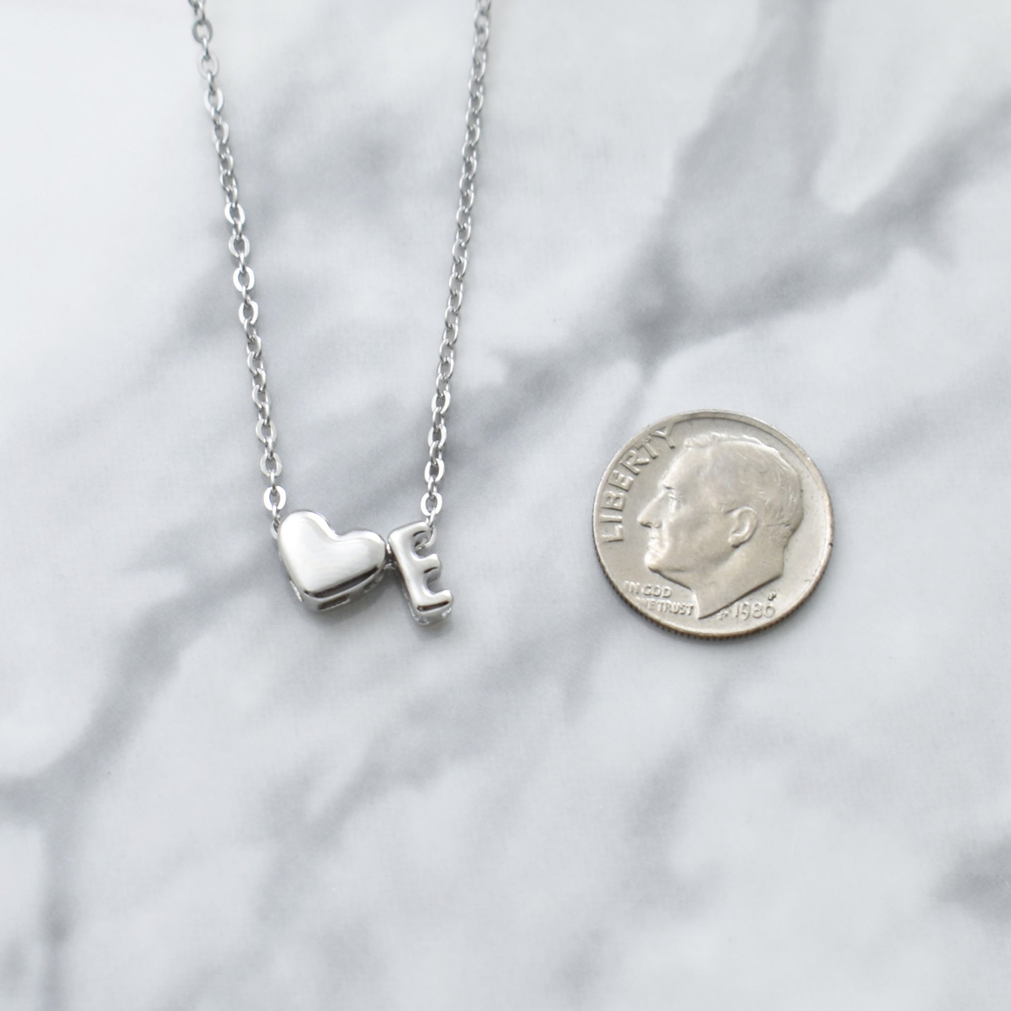 Bubble Letter Necklace In Gold or Silver on a Stainless Steel Cable Chain. Personalized Initial Necklace.