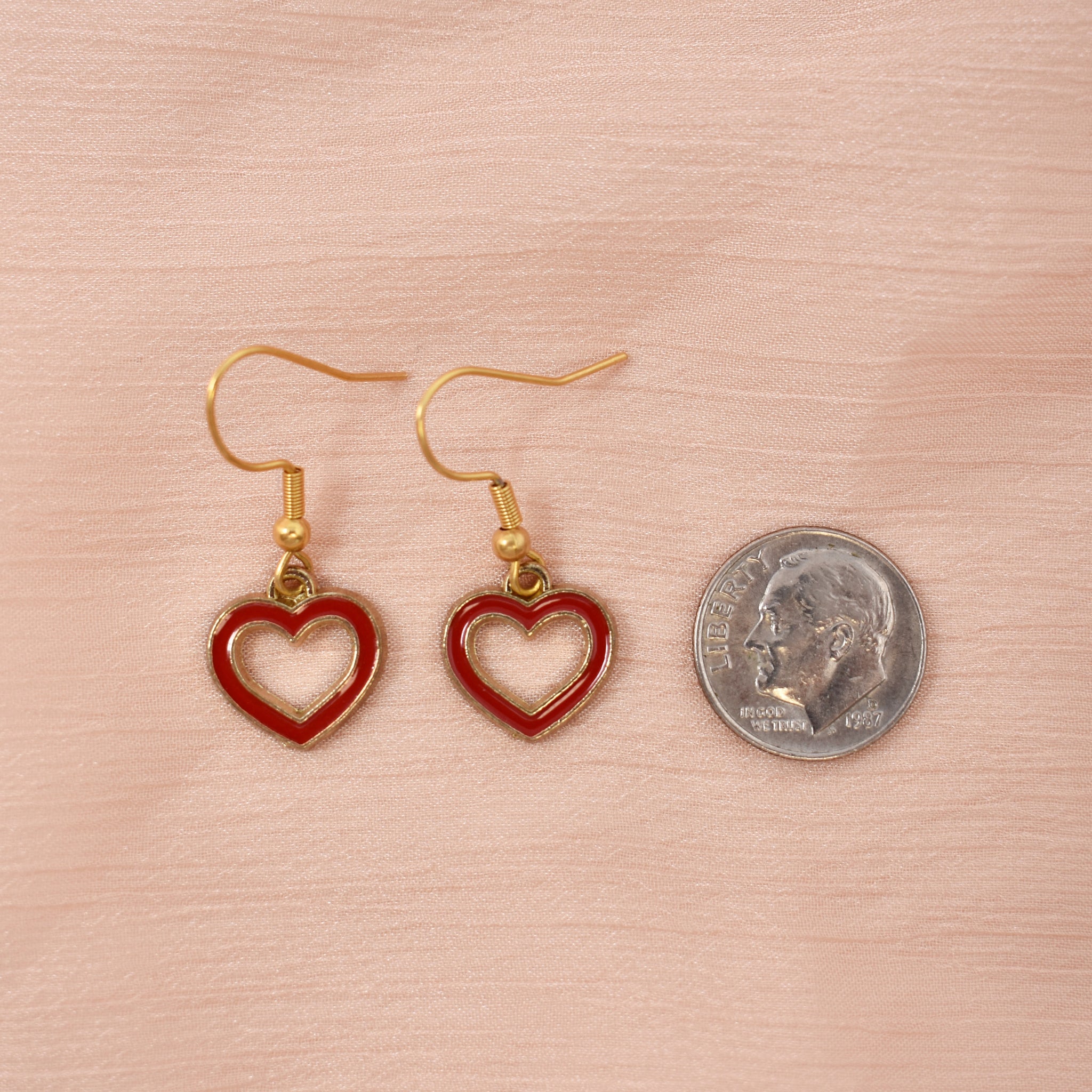Enamel Love Heart Charm Earrings. Valentine's Day Gifts.
