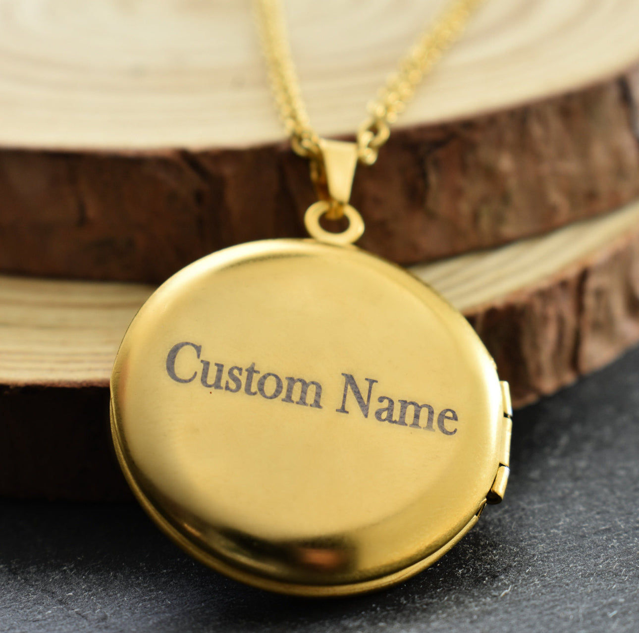 Floral Photo Locket Necklace in Stainless Steel. Personalized Locket. Engraved Personalized Locket.