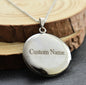 Floral Photo Locket Necklace in Stainless Steel. Personalized Locket. Engraved Personalized Locket.