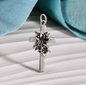 Cross with Floral Accent Necklace in Sterling Silver. First Communion. Baptism. Confirmation. Wedding. Cross Necklace. Christian.