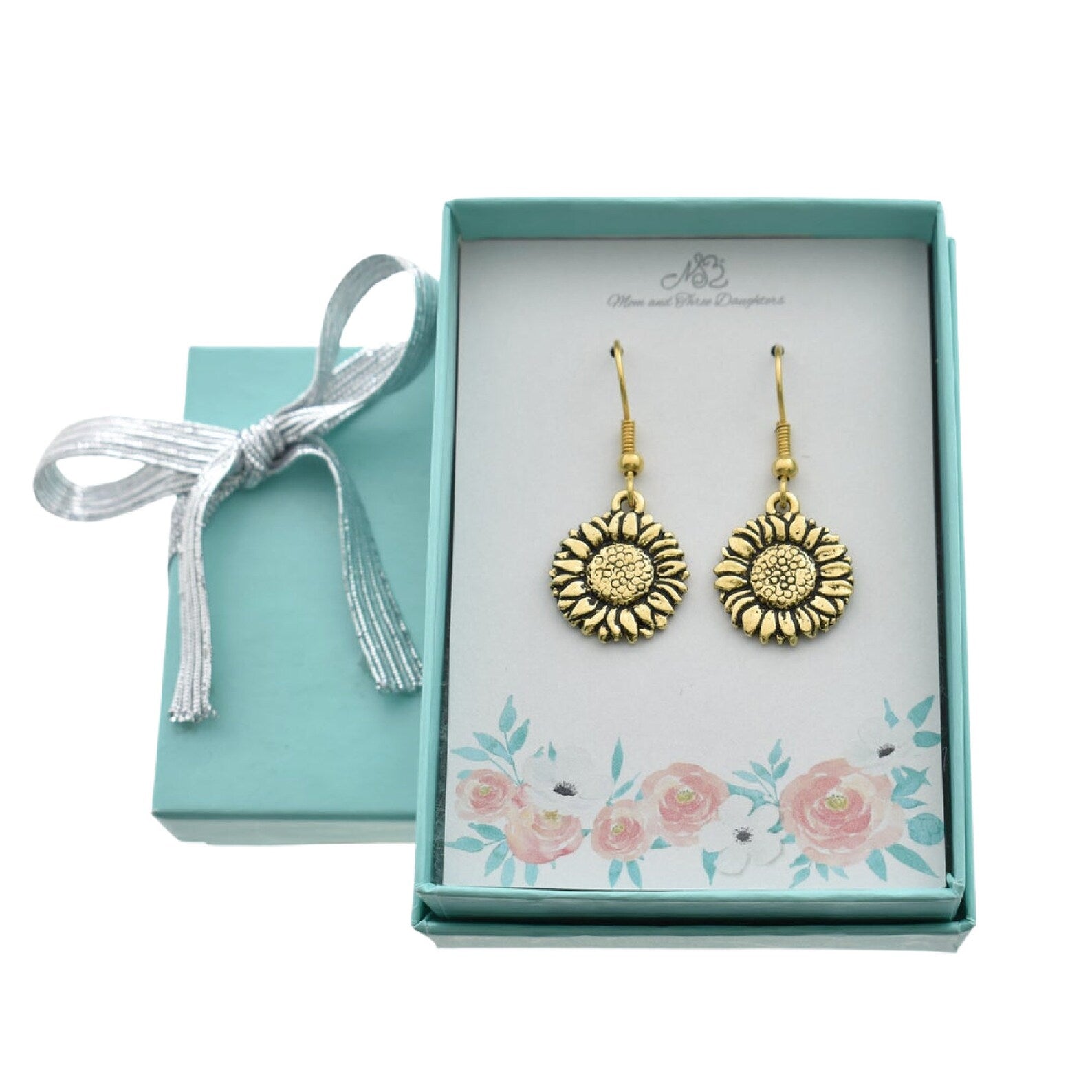 Sunflower earrings in 24K gold plated pewter