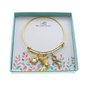 Nefertiti and Ankh Bangle Bracelet in Gold Plated Pewter