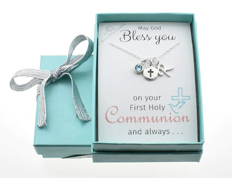 First Communion Cross Pearl Necklace in Sterling Silver