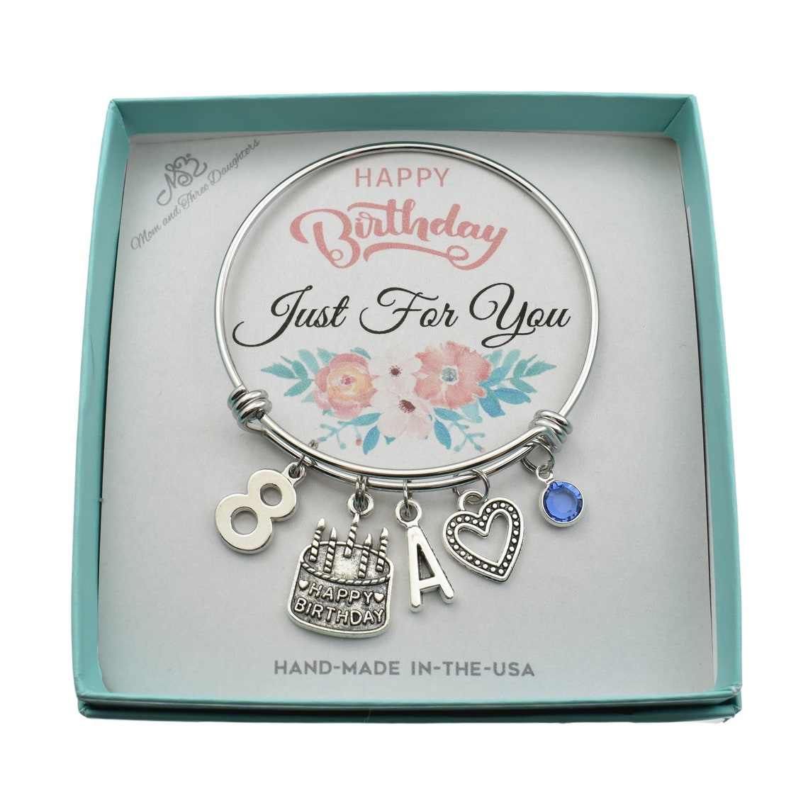 Birthday Bracelet in Stainless Steel. Personalized Birthday Gift