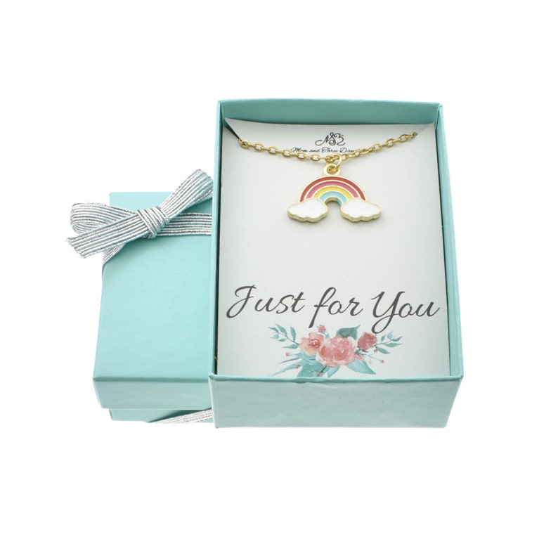 Personalized Rainbow Necklace. Stainless Steel. Little Girls Jewelry. Rainbow Gifts