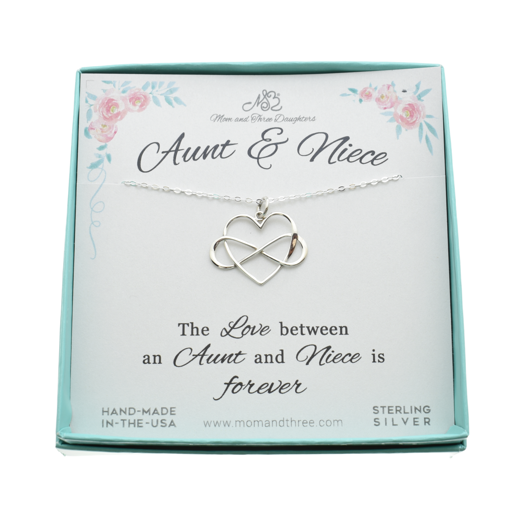 Aunt and Niece Infinity Heart Necklace in Sterling Silver - Buy with Prime