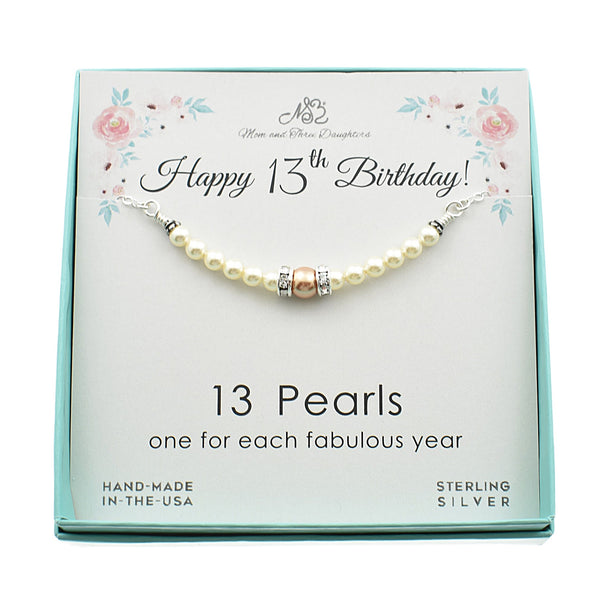 13th Birthday Girl - 925 Silver+Pearl No, Just The Poem