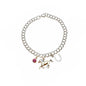 Horse Charm Bracelet in Sterling Silver and Accented by a Horseshoe and a Crystal Birthstone