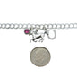 Horse Charm Bracelet in Sterling Silver and Accented by a Horseshoe and a Crystal Birthstone