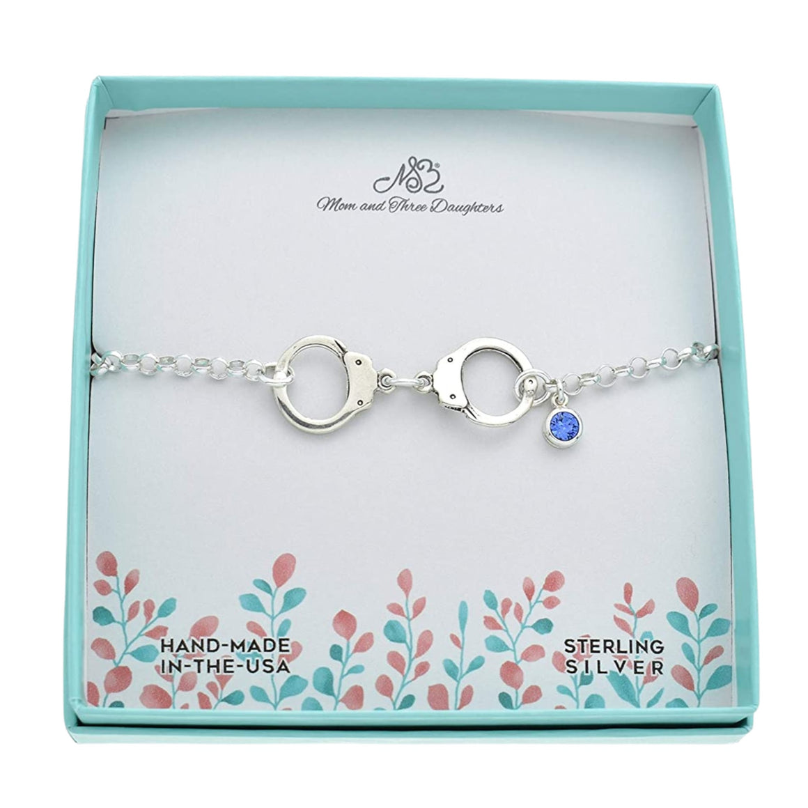 Handcuff bracelet in sterling silver with crystal accent.  Gift for her.  Police officer Jewelry.  Partner in crime.