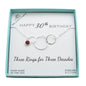 30th Birthday Necklace in Sterling Silver. Three Circles. Birthstone Personalized