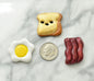 Small Egg, Bacon, French Toast Polymer Clay Magnets. Breakfast Set of 3.