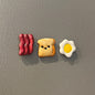 Small Egg, Bacon, French Toast Polymer Clay Magnets. Breakfast Set of 3.