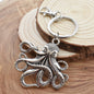 Octopus Keychain in Silver Toned Metal