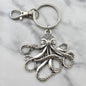 Octopus Keychain in Silver Toned Metal