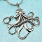Octopus Keychain in Silver Toned Metal